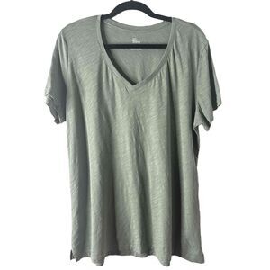 Felina TShirt Womens Size XXL Sage Green VNeck Short Sleeves Soft Textured